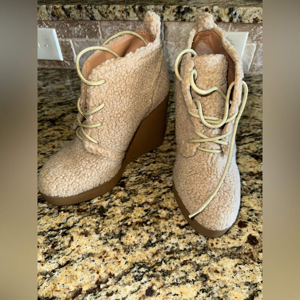 Faux Shearling Wedge Booties Jessica Simpson